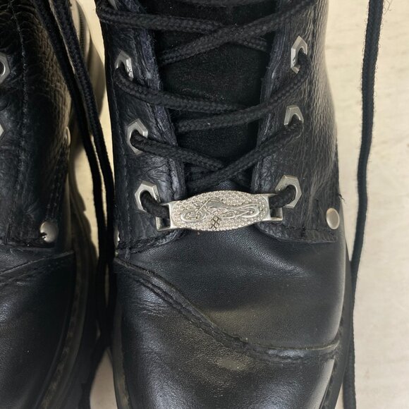 River Road Chunky Motorcycle Booties Size 6 Black Leather Double Zip Biker Boots - Picture 13 of 15